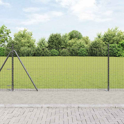 Zaun mit Pfosten Grau 0,8 x 10 m Stahl und PVC