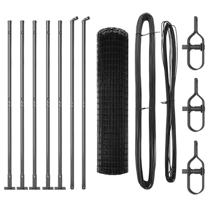 Zaun mit Pfosten Grau 1 x 10 m Stahl und PVC