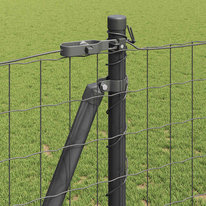 Zaun mit Pfosten Grau 1,2 x 10 m Stahl und PVC