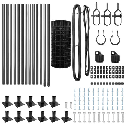 Zaun mit Pfosten Grau 0,4 x 25 m Stahl und PVC