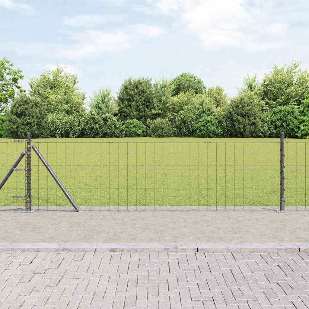 Zaun mit Pfosten Grau 0,4 x 25 m Stahl und PVC