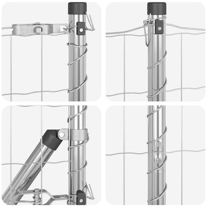 Zaun mit Pfosten Silber 1,2 x 10 m Stahl