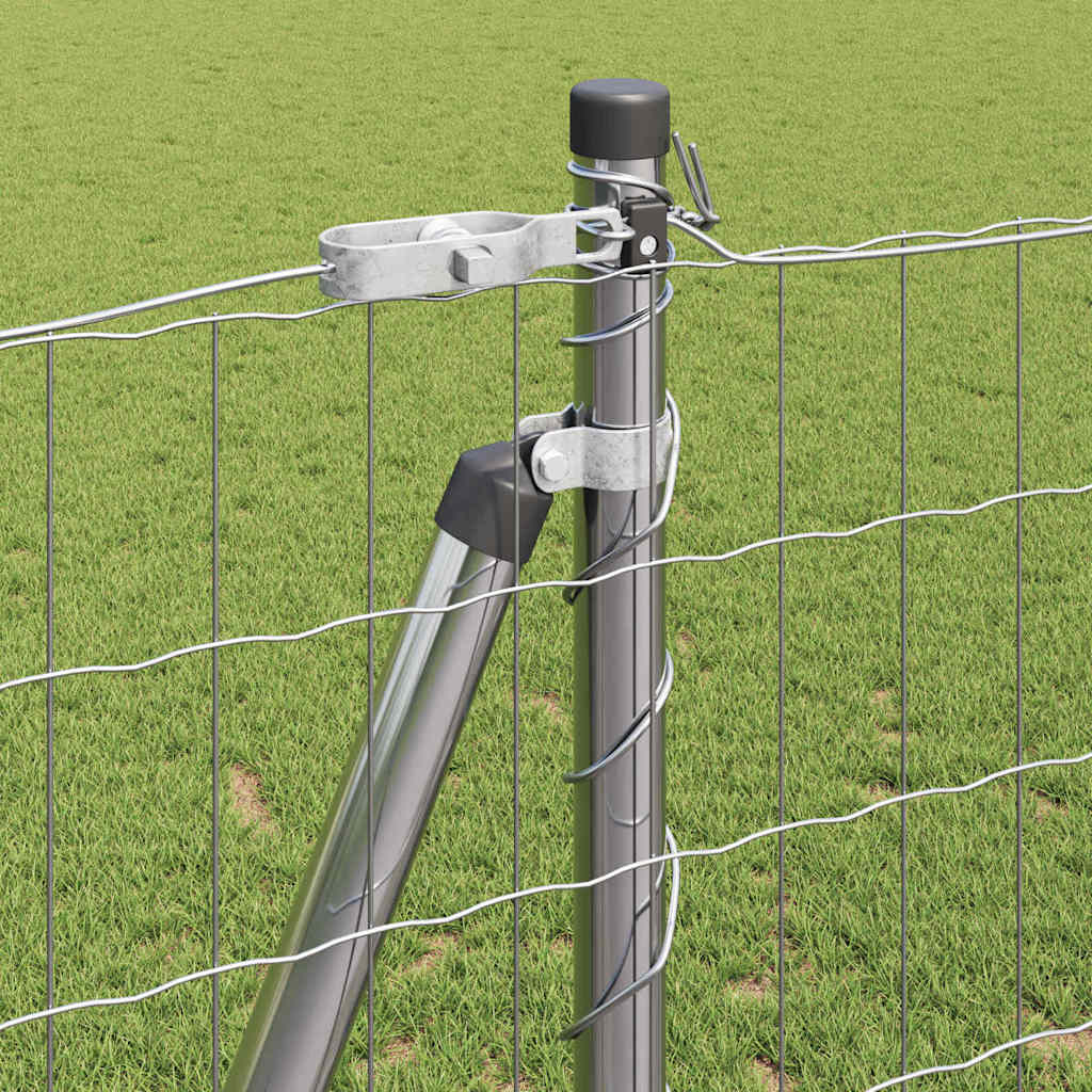 Zaun mit Pfosten Silber 1,2 x 10 m Stahl