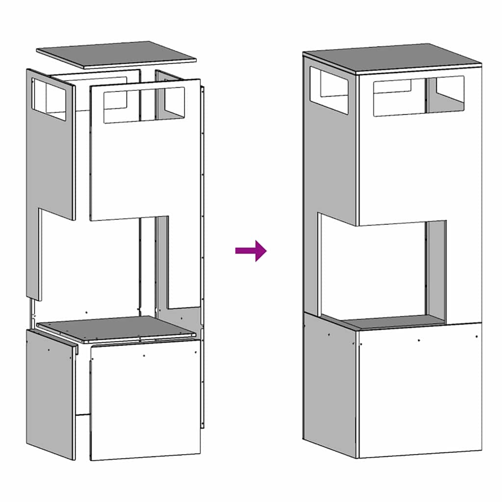 Feuerstelle Schwarz 35 x 35 x 100 cm Stahl