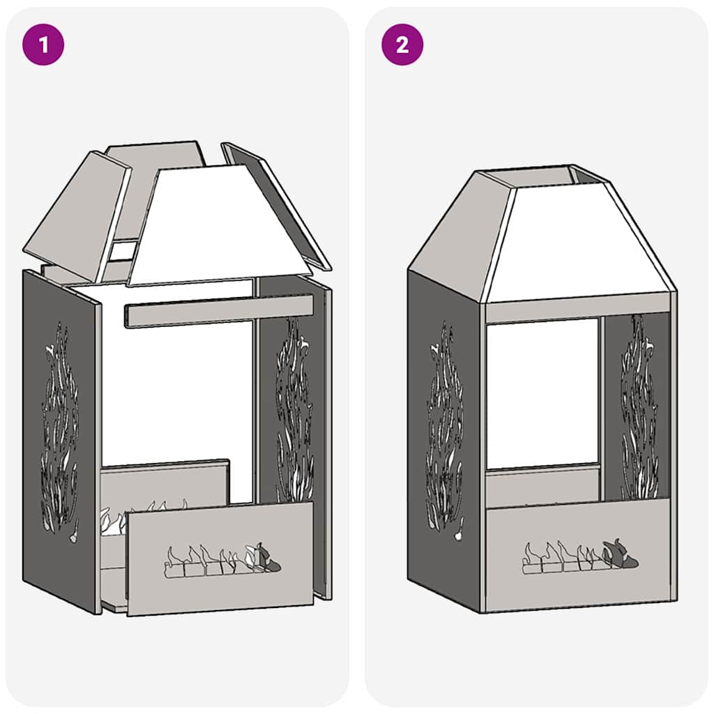 Feuerstelle Schwarz 50 x 50 x 100 cm Stahl
