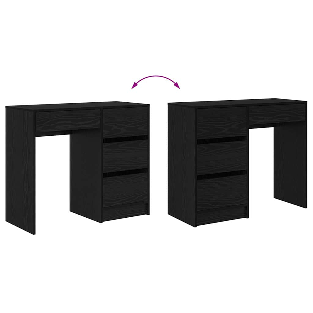 Schreibtisch Schwarz Eichen-Optik 90 x 37,5 x 75 cm