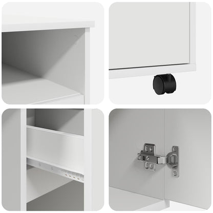 Tisch mit Rädern mit Regal Weiß 91 x 50 x 77 cm Holzwerkstoff