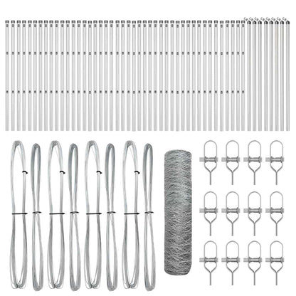 Zaunpfosten Silber 100 x 0,8 m (36 mm Maschenweite) Stahl