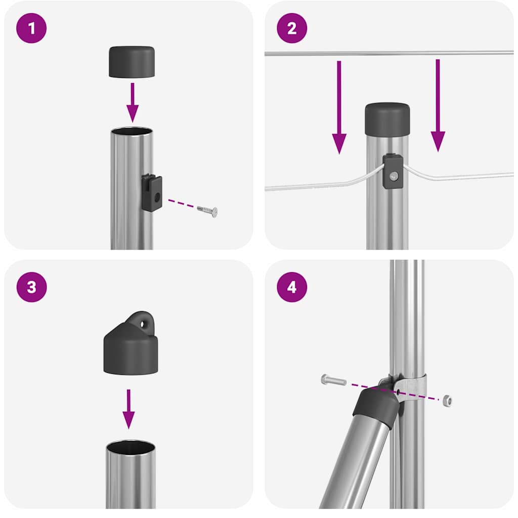 Zaunpfosten Silber 100 x 0,8 m (36 mm Maschenweite) Stahl