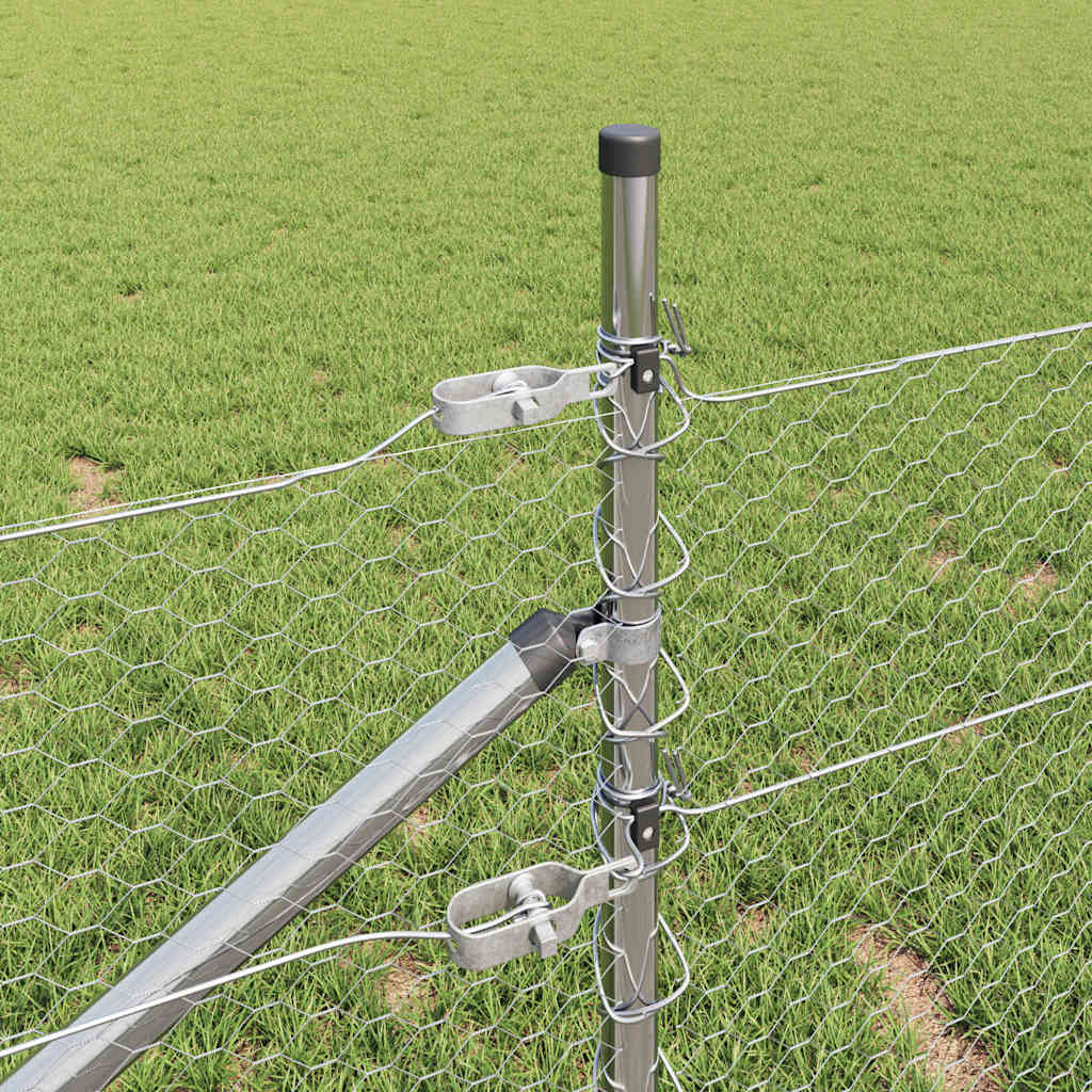 Zaunpfosten Silber 100 x 0,4 m (25 mm Netz) Stahl