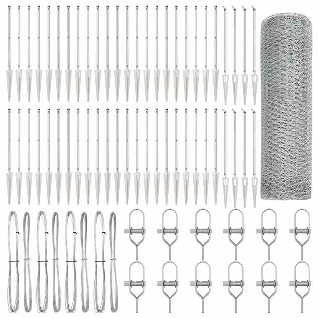 Zaunpfosten Silber 100 x 0,4 m (25 mm Netz) Stahl