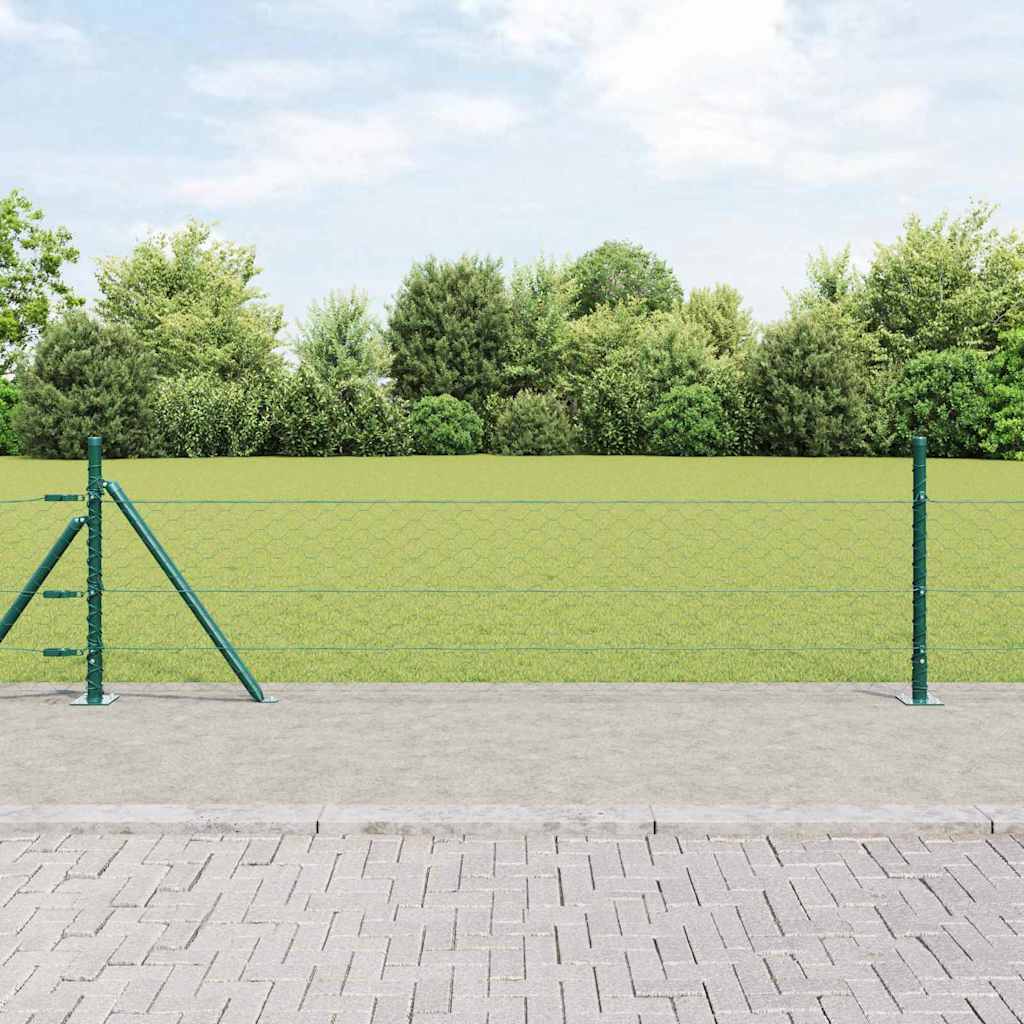 Zaunpfosten Grün 25 x 0,4 m (50 mm Mesh) Stahl und PVC