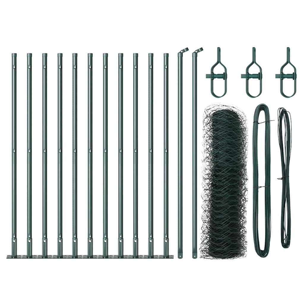 Zaunpfosten Grün 25 x 0,4 m (50 mm Mesh) Stahl und PVC