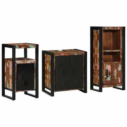 Badezimmermöbel-Set mit Regal 3 pcs Massives upgecyceltes Holz