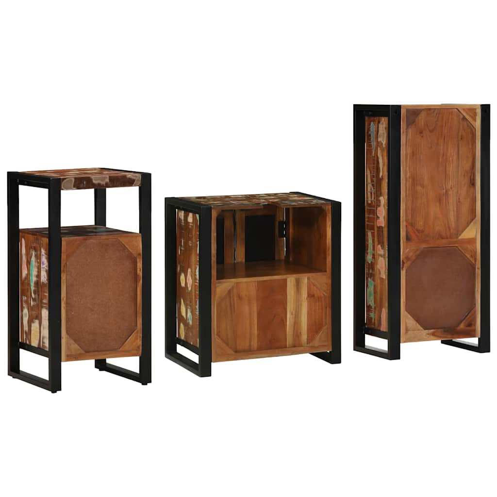 Badezimmermöbel-Set mit Regal 3 pcs Massives upgecyceltes Holz