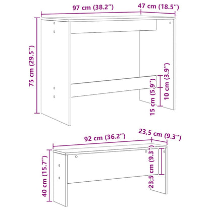 3-tlg. Esstisch und Bank Set Artisan-Eiche Holzwerkstoff