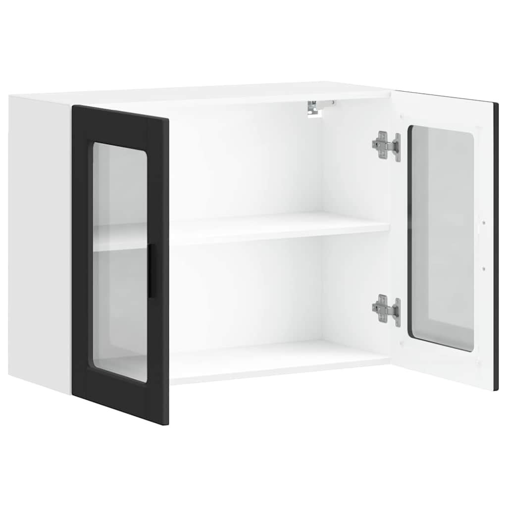 Küchen-Hängeschrank mit Glastür Porto Schwarz