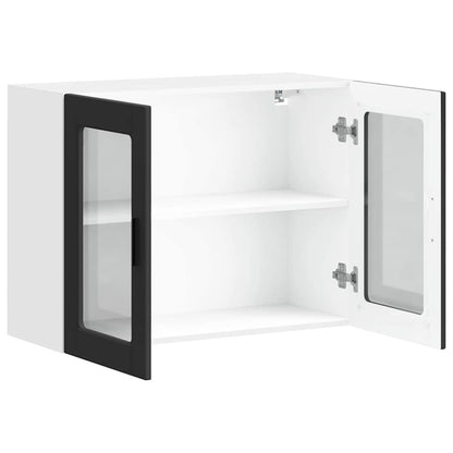 Küchen-Hängeschrank mit Glastür Porto Schwarz