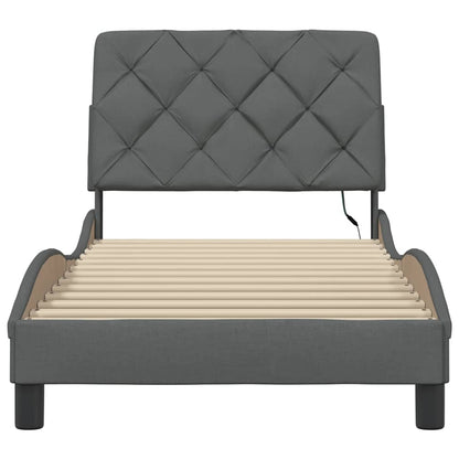 Bettgestell mit LED ohne Matratze Dunkelgrau 90x190 cm Stoff