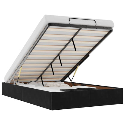 Ottoman-Bett ohne Matratze Schwarz 120x200 cm Samt