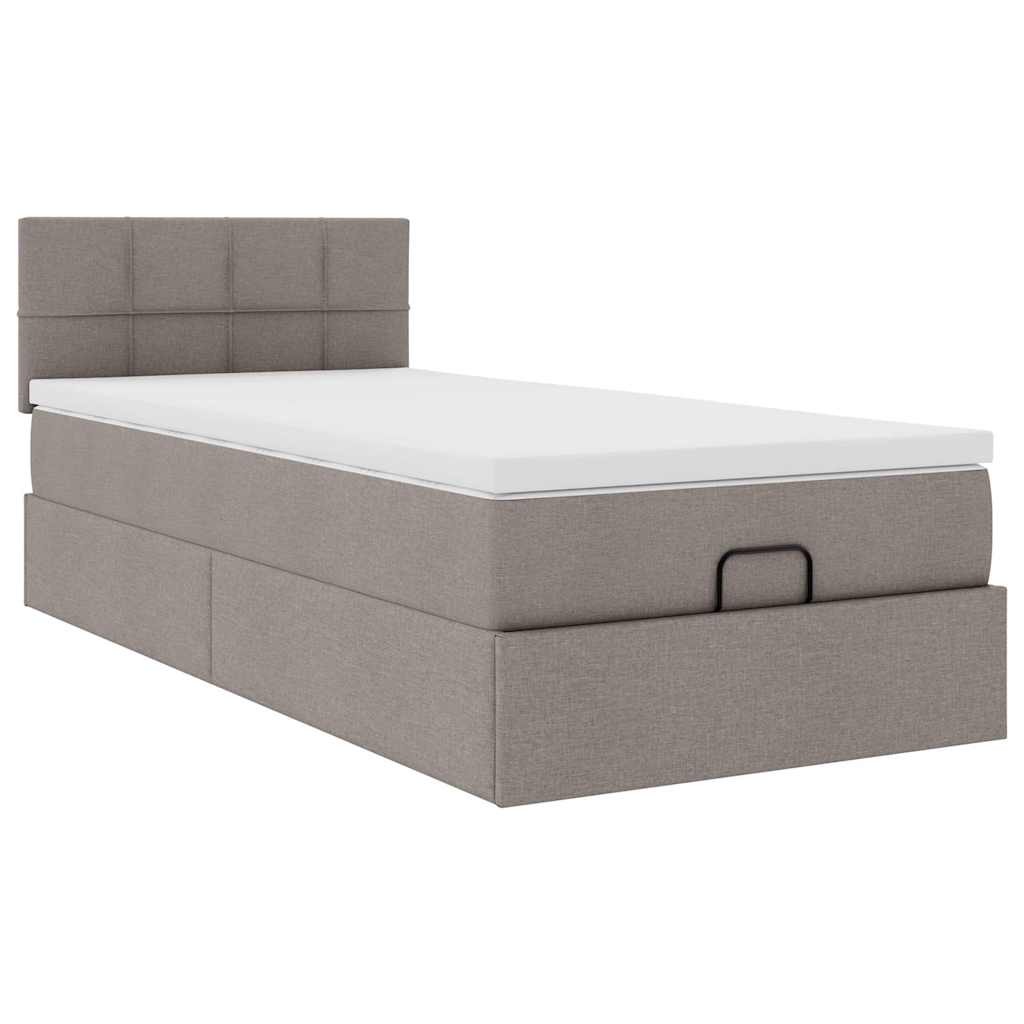 Ottoman-Bett mit Matratze Taupe 80x200 cm Stoff