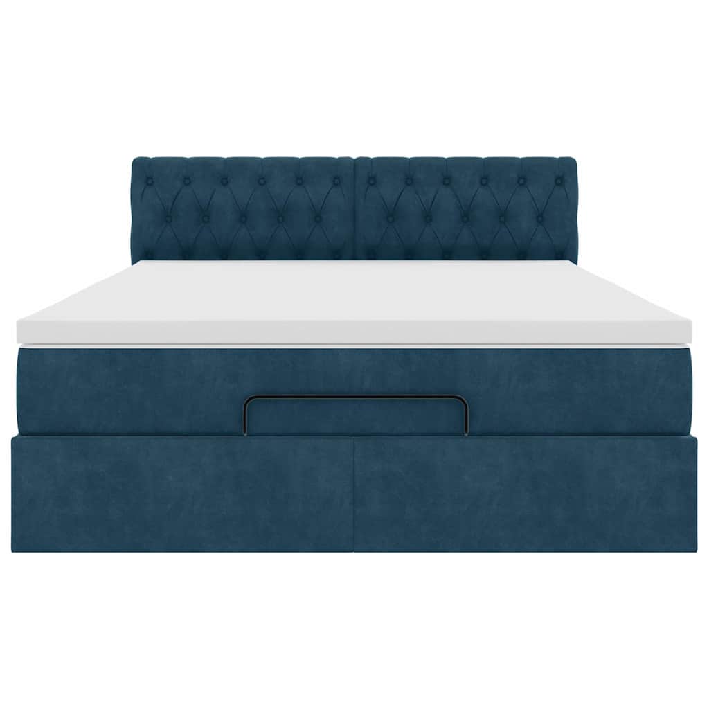 Ottoman-Bett mit Matratze Dunkelblau 140x190 cm Samt