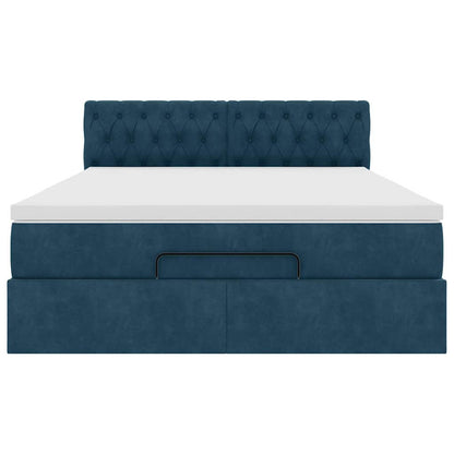 Ottoman-Bett mit Matratze Dunkelblau 140x190 cm Samt