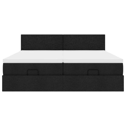 Ottoman-Bett mit Matratzen Schwarz 160x200 cm Stoff