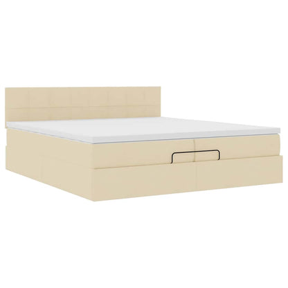 Ottoman-Bett mit Matratzen & LEDs Creme 200x200 cm Stoff