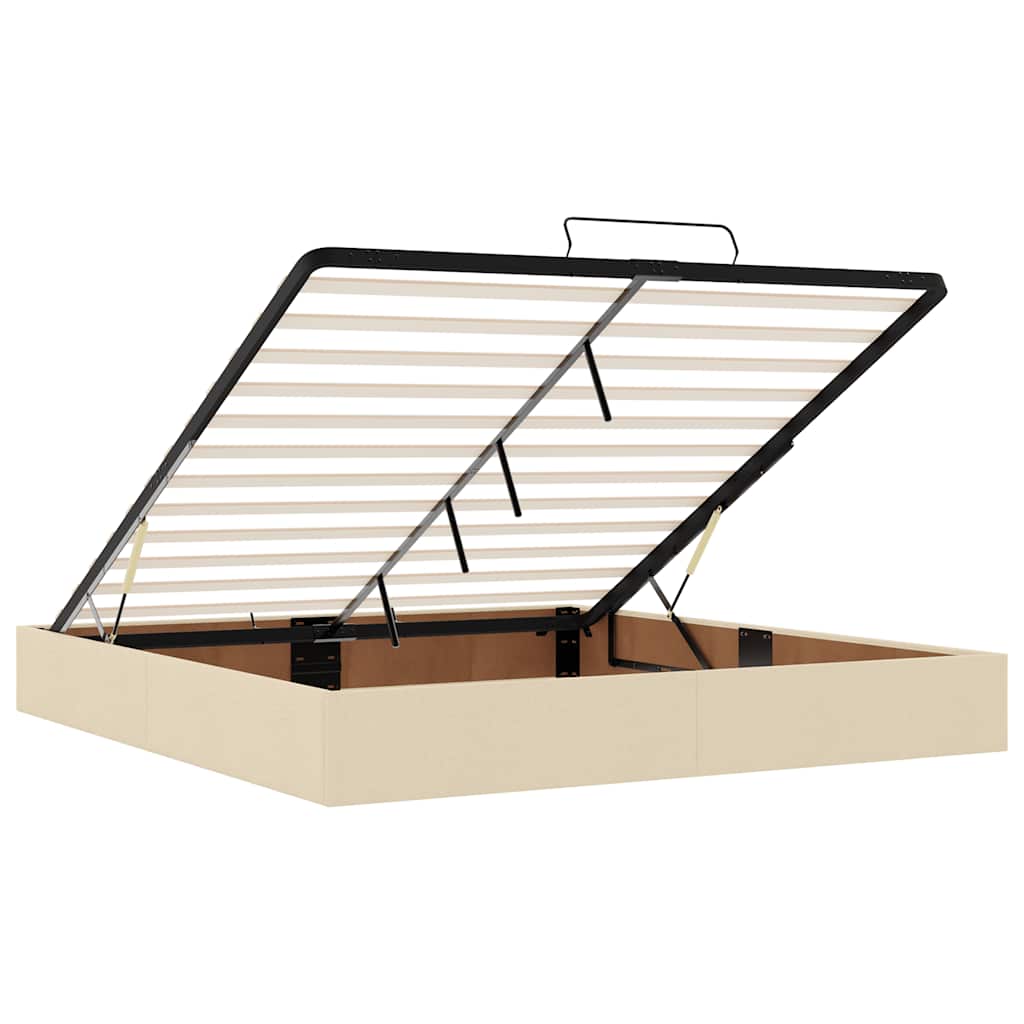 Ottoman-Bett mit Matratzen & LEDs Creme 200x200 cm Stoff