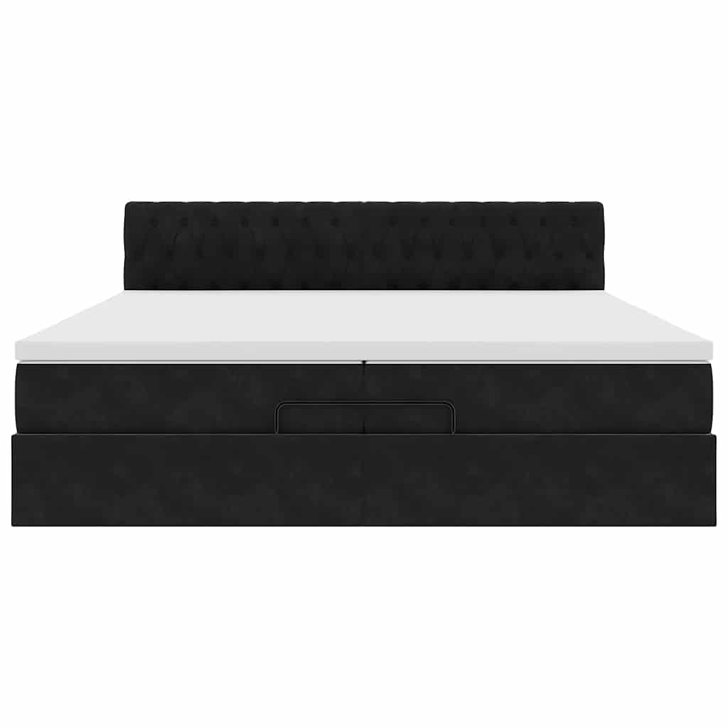 Ottoman-Bett mit Matratzen & LEDs Schwarz 200x200 cm Samt