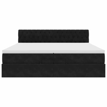 Ottoman-Bett mit Matratzen & LEDs Schwarz 200x200 cm Samt