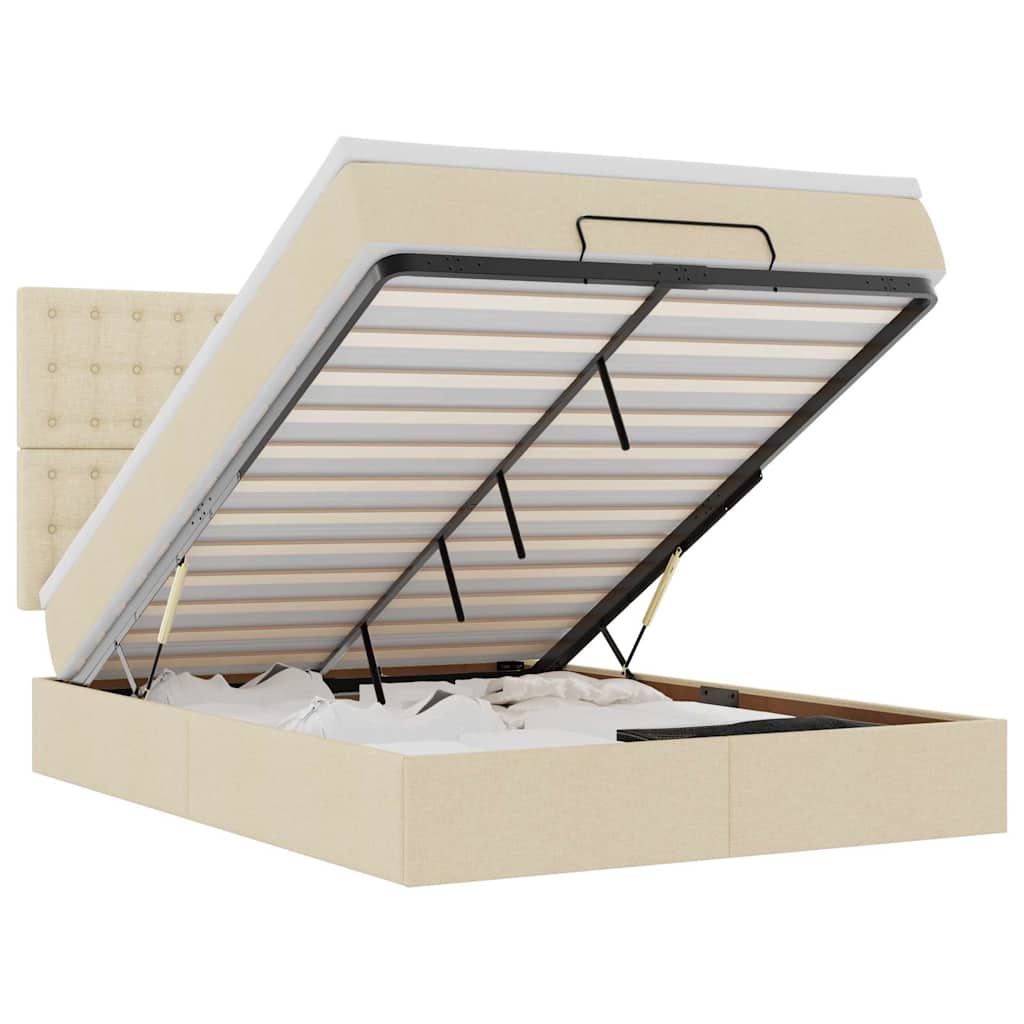 Ottoman-Bett mit Matratze Creme 140x190 cm Stoff