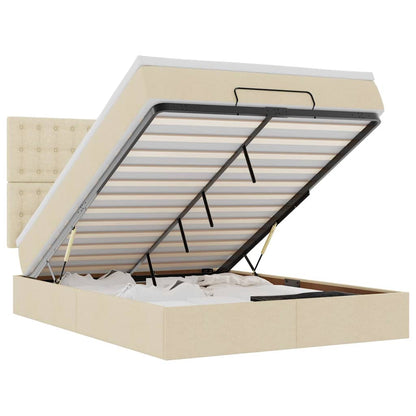 Ottoman-Bett mit Matratze Creme 140x190 cm Stoff