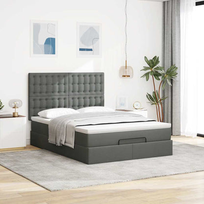 Ottoman-Bett mit Matratze Dunkelgrau 140x200 cm Stoff