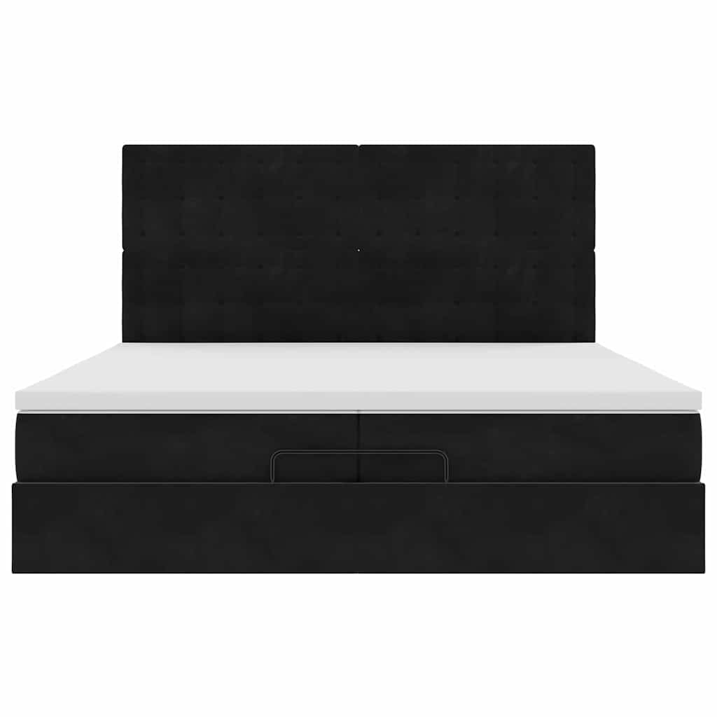 Ottoman-Bett mit Matratzen & LEDs Schwarz 200x200 cm Samt