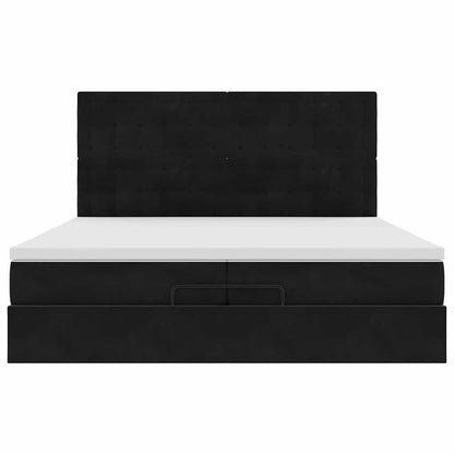 Ottoman-Bett mit Matratzen & LEDs Schwarz 200x200 cm Samt