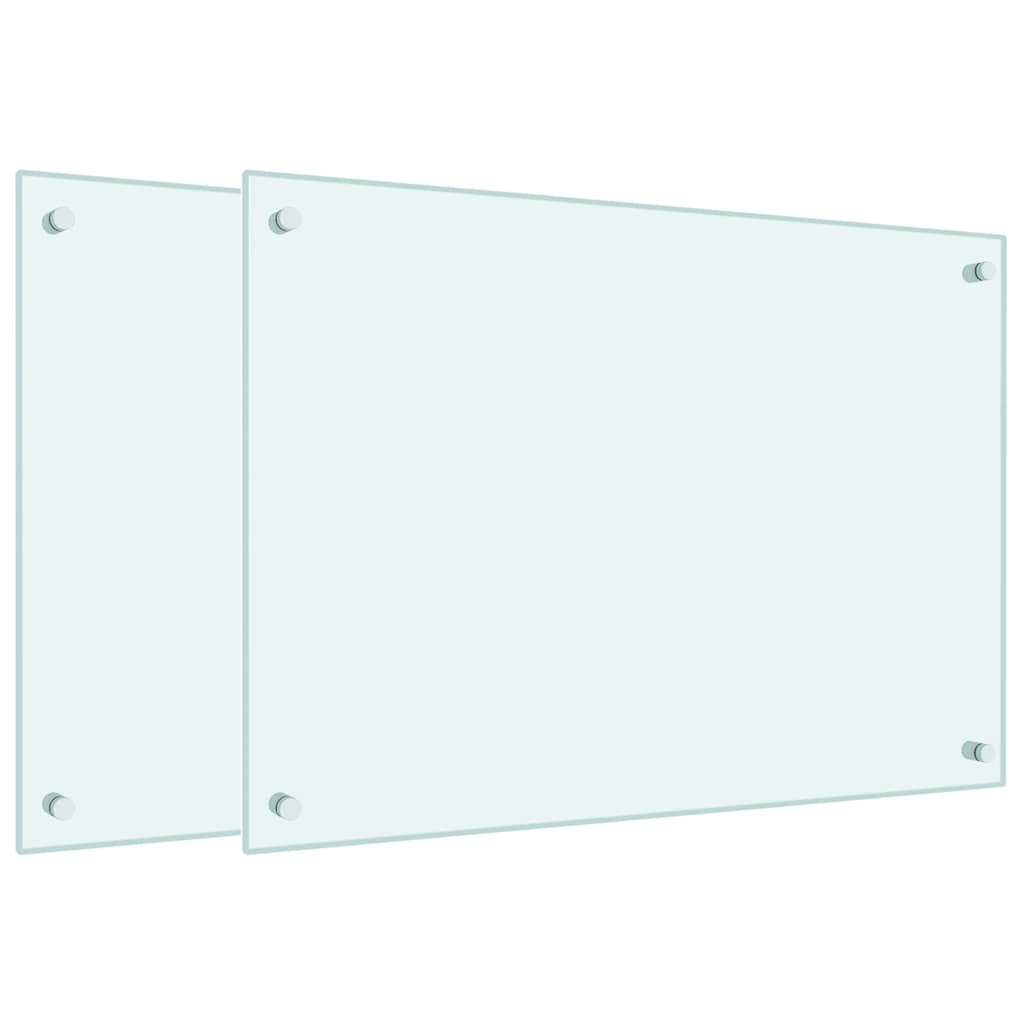 Küchenrückwände 2 Stk. Weiß 70x50 cm Hartglas