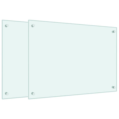 Küchenrückwände 2 Stk. Weiß 70x50 cm Hartglas