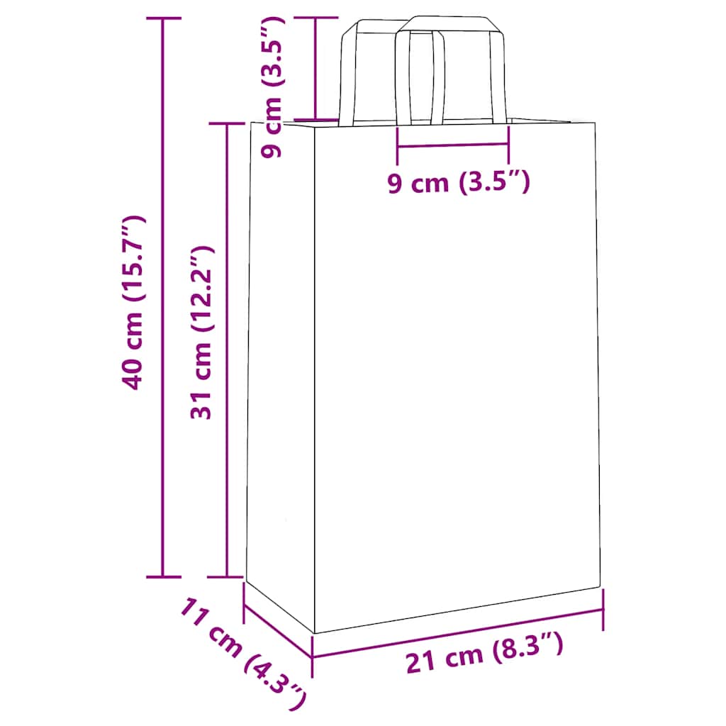 Papiertragetaschen 250 Stk. mit Henkeln Gelb 21x11x31 cm
