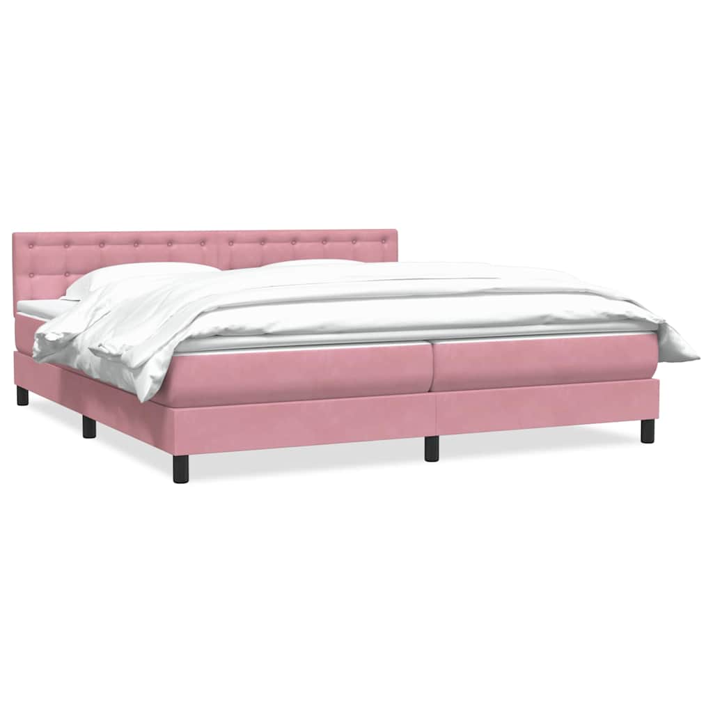 Boxspringbett mit Matratze Rosa 180x210 cm Samt