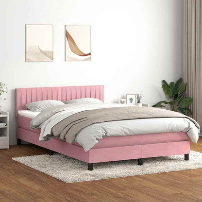 Boxspringbett mit Matratze & LED Rosa 160x220 cm Samt