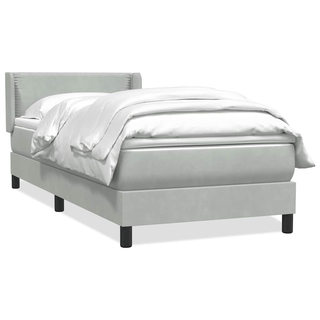 Boxspringbett mit Matratze Hellgrau 90x210 cm Samt