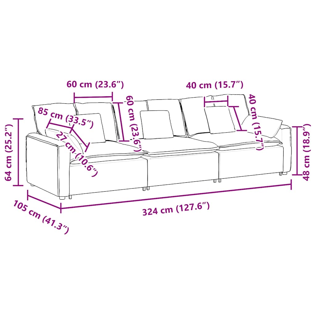 Modulares Sofa mit Kissen Taupe
