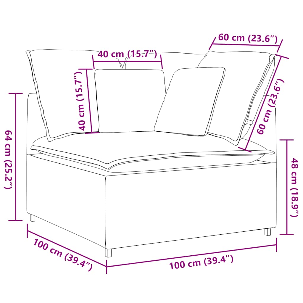 Modulares Sofa Eckmodul mit Kissen Dunkelgrau 100 cm