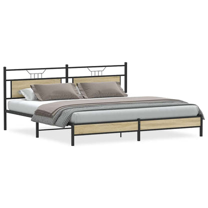 Metallbett ohne Matratze Sonoma-Eiche 193x201 cm