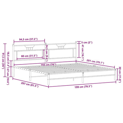 Metallbett ohne Matratze Sonoma-Eiche 193x201 cm