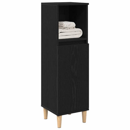 Badezimmerschrank mit Tür Schwarz Eichen-Optik 30 x 30 x 100 cm