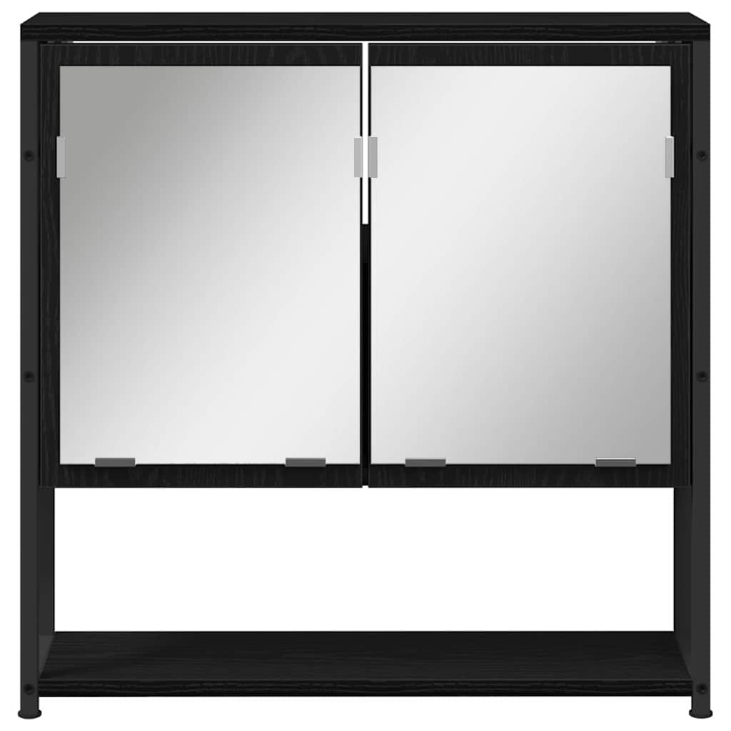 Spiegelschrank mit Regal Schwarz Eichen-Optik 60 x 16 x 60 cm