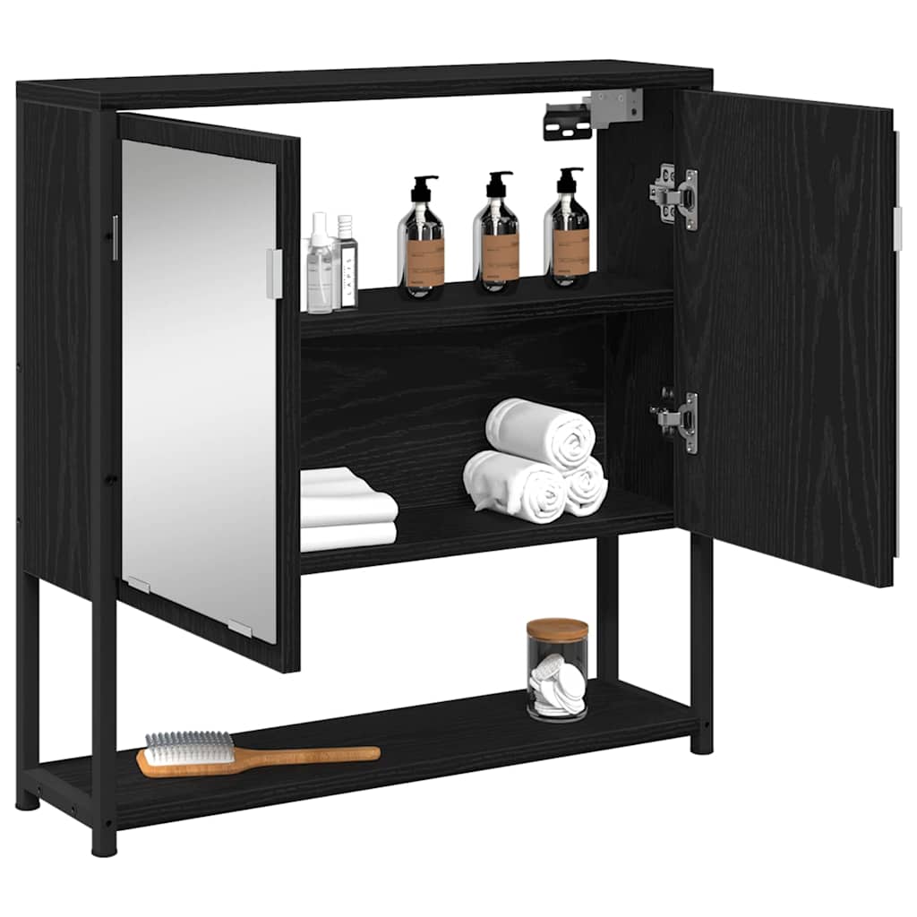 Spiegelschrank mit Regal Schwarz Eichen-Optik 60 x 16 x 60 cm